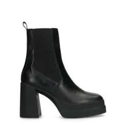 Zwarte Leren Chelsea Boots Met Plateau Hak^Sacha Hot