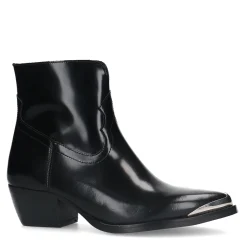 Zwarte Leren Cowboy Enkellaarsjes^Sacha Hot