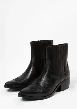 Zwarte Leren Cowboylaarsjes Met Details^Sacha Online