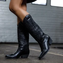 Zwarte Leren Cowboylaarzen^Sacha Clearance