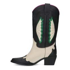 Zwarte Leren Cowboylaarzen Met Off White Details^Sacha Outlet