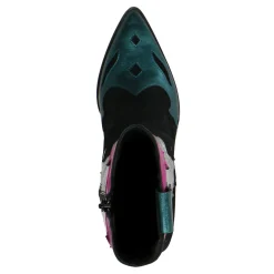 Zwarte Leren Cowboylaarzen Met Kleurrijke Metallic Details^Sacha Store