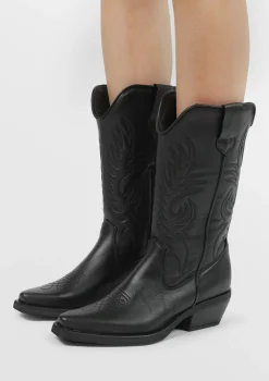 Zwarte Leren Cowboylaarzen^Sacha Hot