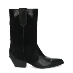 Zwarte Leren Cowboylaarzen Met Suede^Sacha Shop
