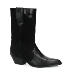 Zwarte Leren Cowboylaarzen Met Suede^Sacha Shop