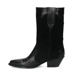 Zwarte Leren Cowboylaarzen Met Suede^Sacha Shop