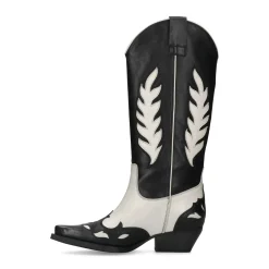 Zwarte Leren Cowboylaarzen Met Off White Details^Sacha Cheap