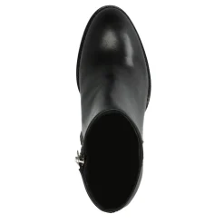 Zwarte Leren Enkellaarsjes Met Hak^Sacha Shop