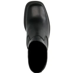 Zwarte Leren Enkellaarsjes Met Plateau Hak^Sacha Cheap