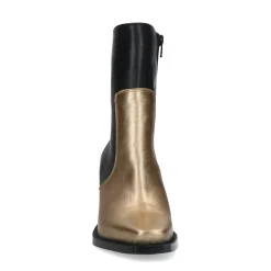 Zwarte Leren Enkellaarsjes Met Hak En Goudkleurige Details^Sacha Clearance