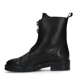 Zwarte Leren Enkellaarsjes Met Chunky Rits^Sacha Fashion