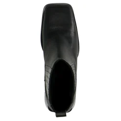 Zwarte Leren Enkellaarsjes Met Blokhak^Sacha Best