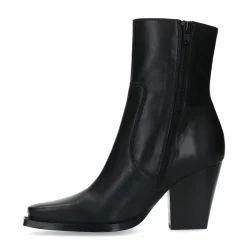 Zwarte Leren Enkellaarsjes Met Hak^Sacha Online