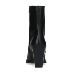 Zwarte Leren Enkellaarsjes Met Hak^Sacha Online