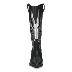 Zwarte Leren Flame Cowboylaarzen^Sacha Store