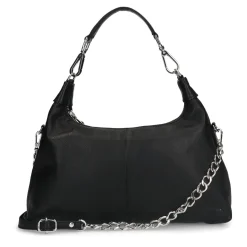 Zwarte Leren Handtas Met Zilverkleurige Chain^Sacha Discount