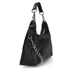 Zwarte Leren Handtas Met Zilverkleurige Chain^Sacha Discount