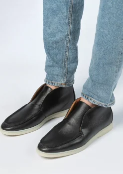 Zwarte Leren Hoge Loafers^Sacha Sale