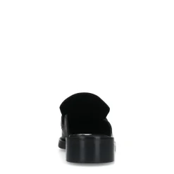 Zwarte Leren Loafer Muiltjes Met Goudkleurige Chain^Sacha Fashion