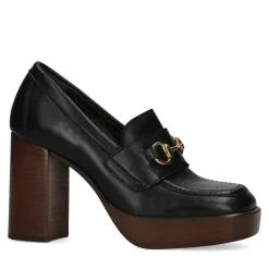 Zwarte Leren Loafers Met Hak^Sacha Sale