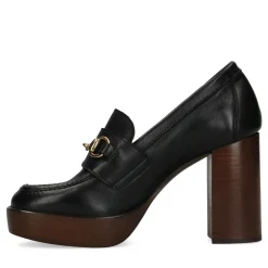 Zwarte Leren Loafers Met Hak^Sacha Sale