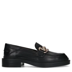 Zwarte Leren Loafers Met Chain^Sacha Best