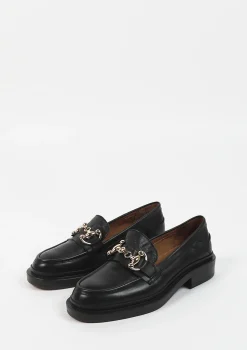 Zwarte Leren Loafers Met Chain^Sacha Best