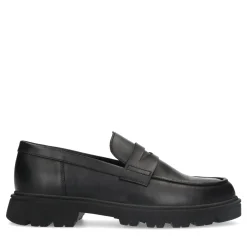 Zwarte Leren Loafers Met Grove Zool^Sacha Discount