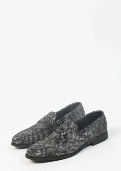 Zwarte Leren Penny Loafers Met Pythonprint^Sacha Hot