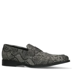 Zwarte Leren Penny Loafers Met Pythonprint^Sacha Hot