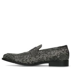 Zwarte Leren Penny Loafers Met Pythonprint^Sacha Hot
