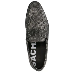 Zwarte Leren Penny Loafers Met Pythonprint^Sacha Hot