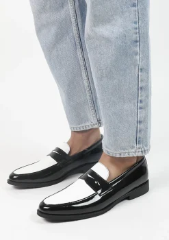 Zwarte Leren Penny Loafers^Sacha Outlet