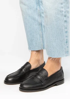 Zwarte Leren Penny Loafer^Sacha Store