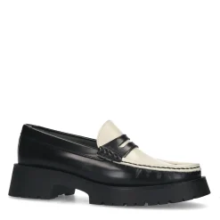 Zwarte Leren Plateau Loafers Met Witte Details^Sacha Fashion
