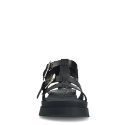 Zwarte Leren Plateau Sandalen^Sacha Best