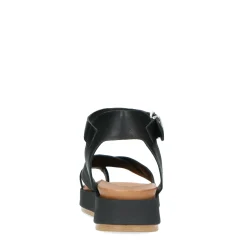 Zwarte Leren Plateau Sandalen^Sacha Sale