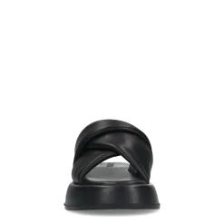 Zwarte Leren Plateau Slippers^Sacha Best Sale