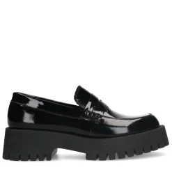 Zwarte Leren Platform Loafers^Sacha Shop