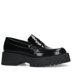Zwarte Leren Platform Loafers^Sacha Shop