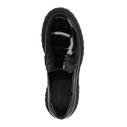 Zwarte Leren Platform Loafers^Sacha Shop