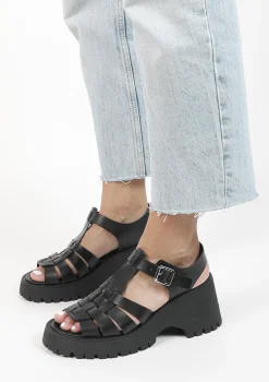 Zwarte Leren Sandalen^Sacha Shop