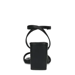 Zwarte Leren Sandalen Met Rechte Hak^Sacha New