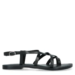 Zwarte Leren Sandalen Met Gekruiste Bandjes^Sacha New