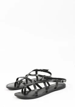 Zwarte Leren Sandalen Met Gekruiste Bandjes^Sacha New