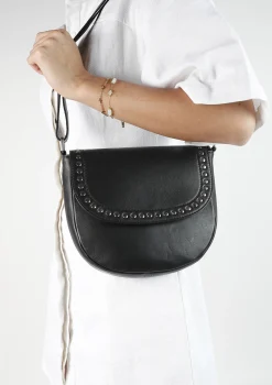 Zwarte Leren Schoudertas Met Studs^Sacha Online