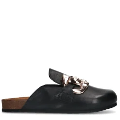 Zwarte Leren Slip Ons Met Chain^Sacha Best Sale