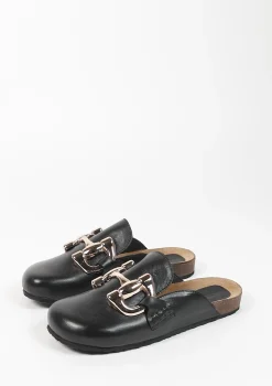 Zwarte Leren Slip Ons Met Chain^Sacha Best Sale
