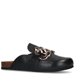Zwarte Leren Slip Ons Met Chain^Sacha Best Sale