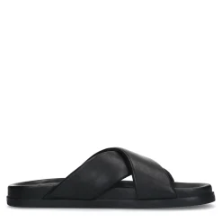 Zwarte Leren Slippers^Sacha Hot